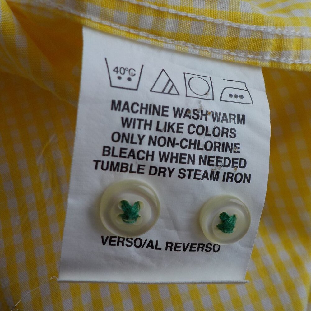 Tommy Hilfiger Yellow Check Long Sleeve Button Down - Slim 15 1/2 32-33 - (411) - Picture 6 of 8